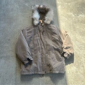 Westbound Real Fur-Lined Hooded Winter Jacket Size 1X Brown Tan 16/18 Coat Women